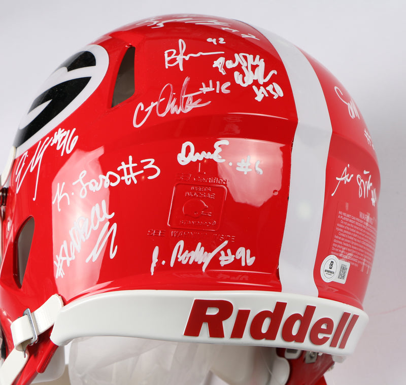 Georgia Bulldogs 2022 Team Signed Helmet Authentic Stetson Bennett Ladd Brock National Champs BAS AE39191 NEW