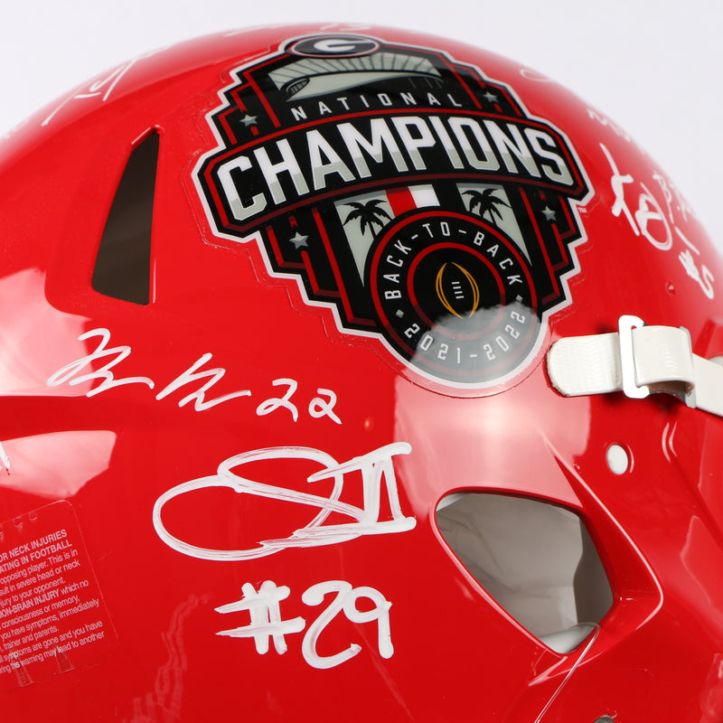 Georgia Bulldogs 2022 Team Signed Helmet Authentic Stetson Bennett Ladd Brock National Champs BAS AE39191 NEW