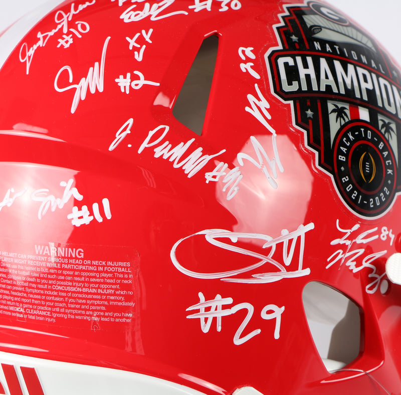 Georgia Bulldogs 2022 Team Signed Helmet Authentic Stetson Bennett Ladd Brock National Champs BAS AE39194 NEW