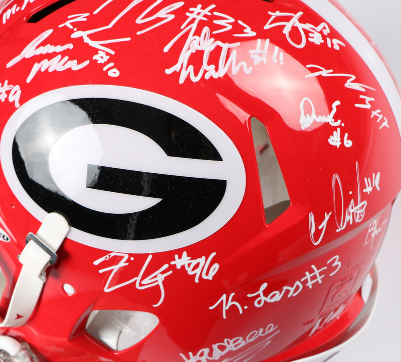 Georgia Bulldogs 2022 Team Signed Helmet Authentic Stetson Bennett Ladd Brock National Champs BAS AE39193 NEW