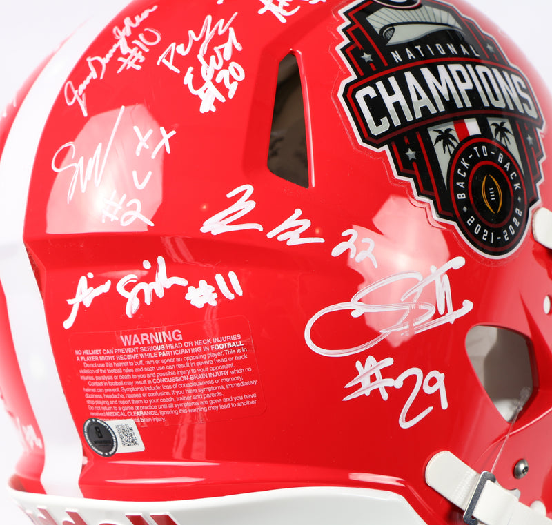 Georgia Bulldogs 2022 Team Signed Helmet Authentic Stetson Bennett Ladd Brock National Champs BAS AE39193 NEW