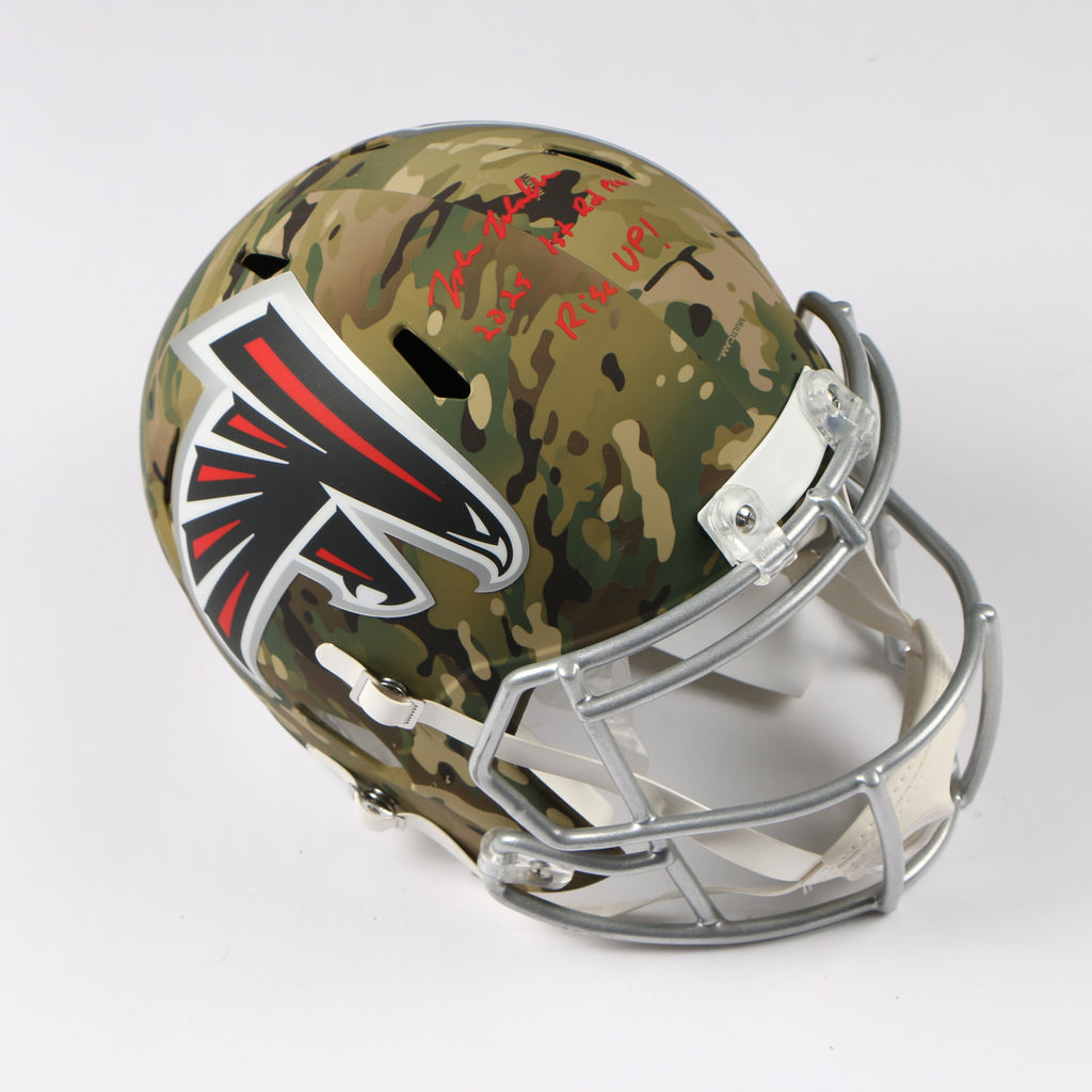 Jalon Walker Signed Helmet Atlanta Falcons Replica Camo Full size Rise up! Beckett