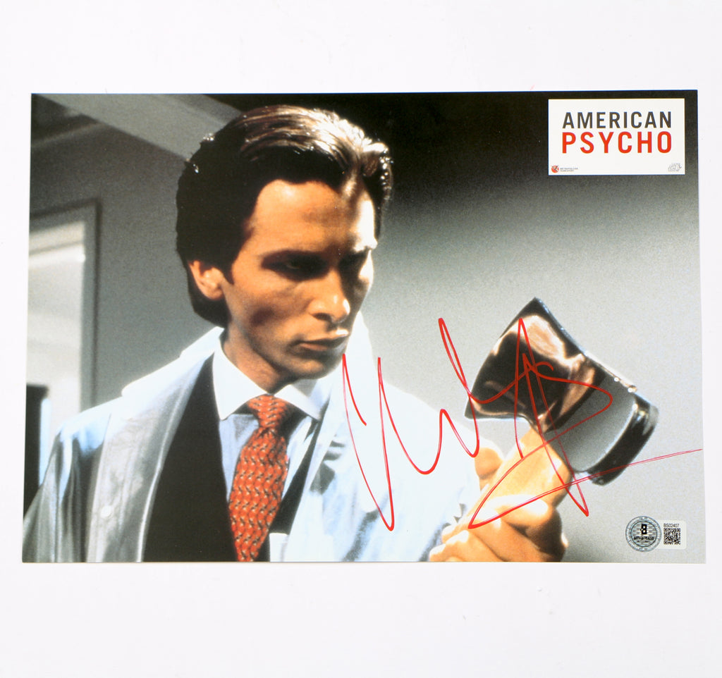 Christian Bale Signed Photo Lobby Card Bateman Auto American Psycho Signed Beckett