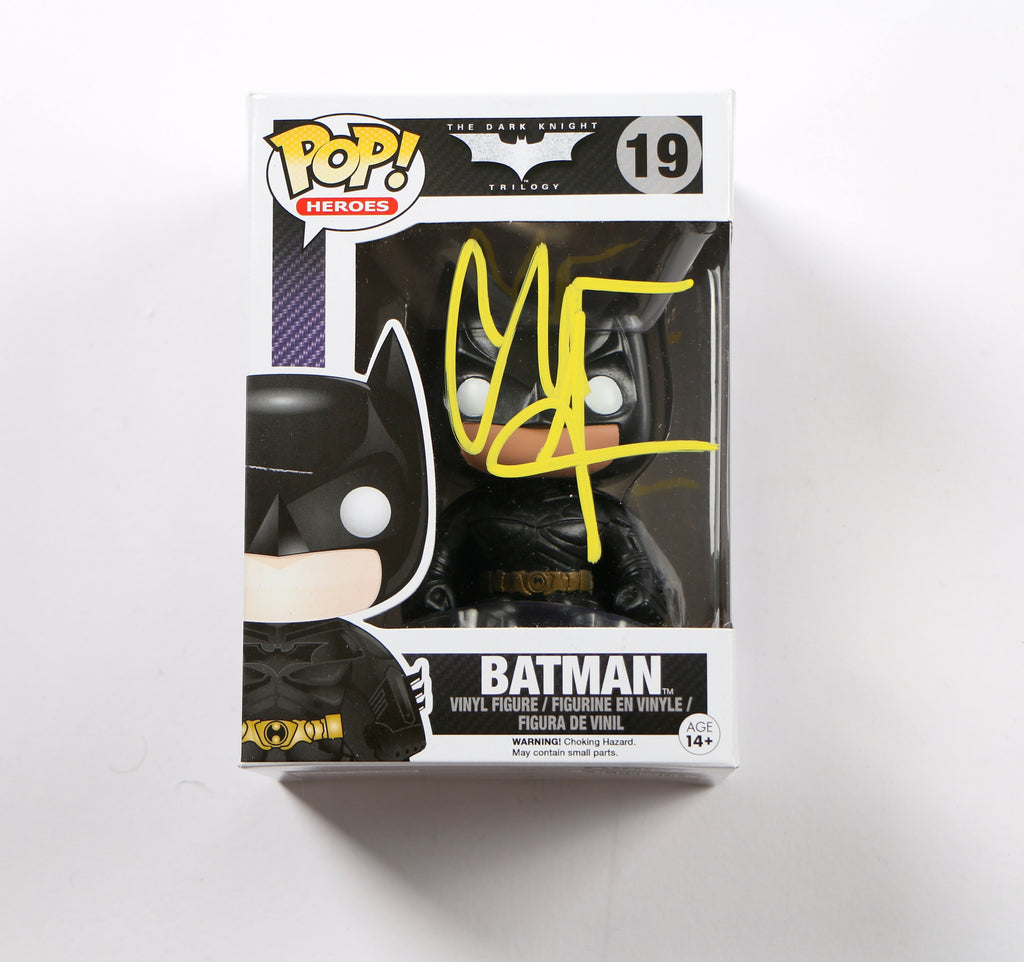 Christian Bale Signed Funko Pop 19 Batman The Dark Knight Trilogy Beckett