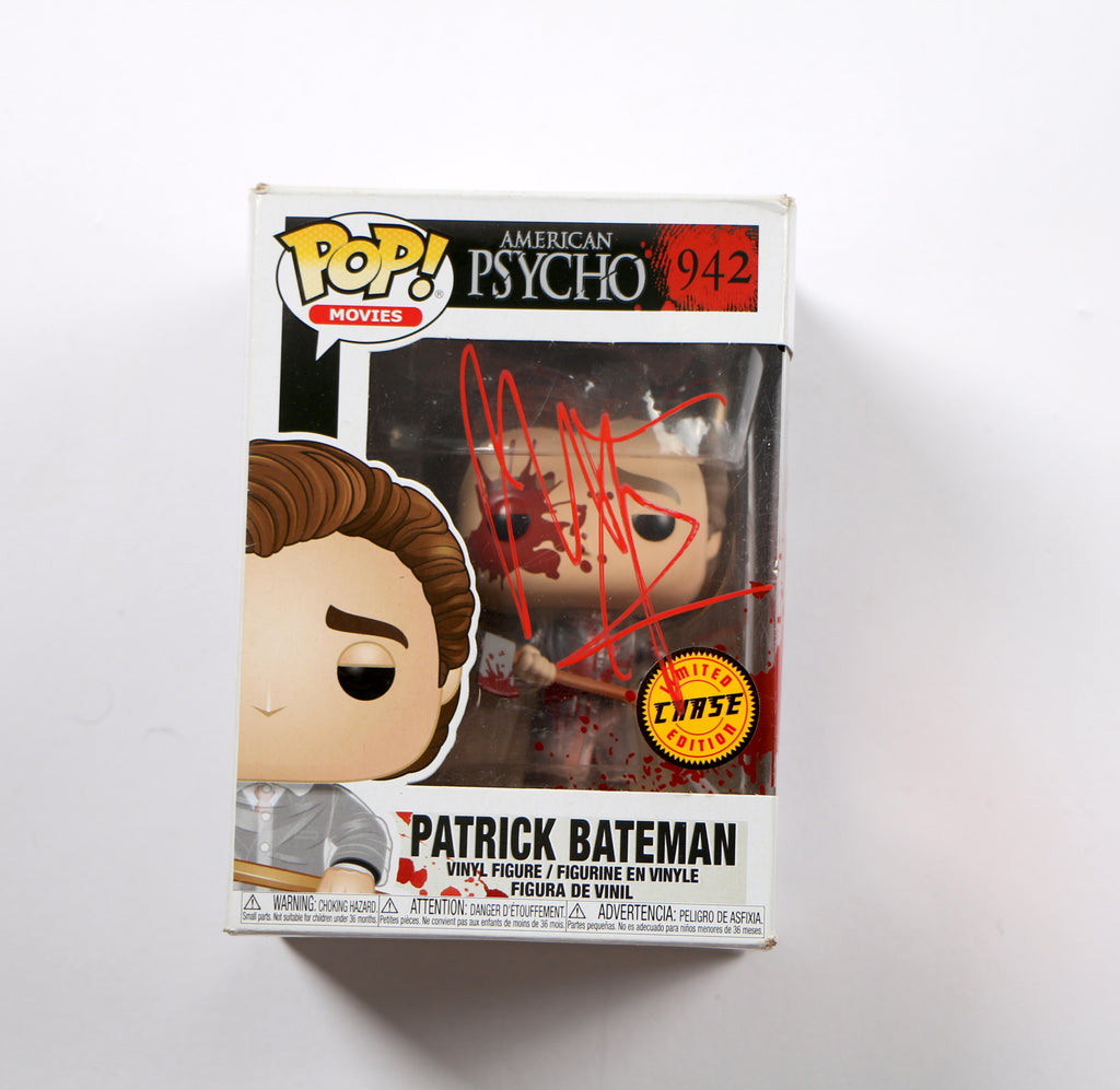 Christian Bale Signed Funko Pop 942 Patrick Bateman American Psycho Chase Damage Beckett