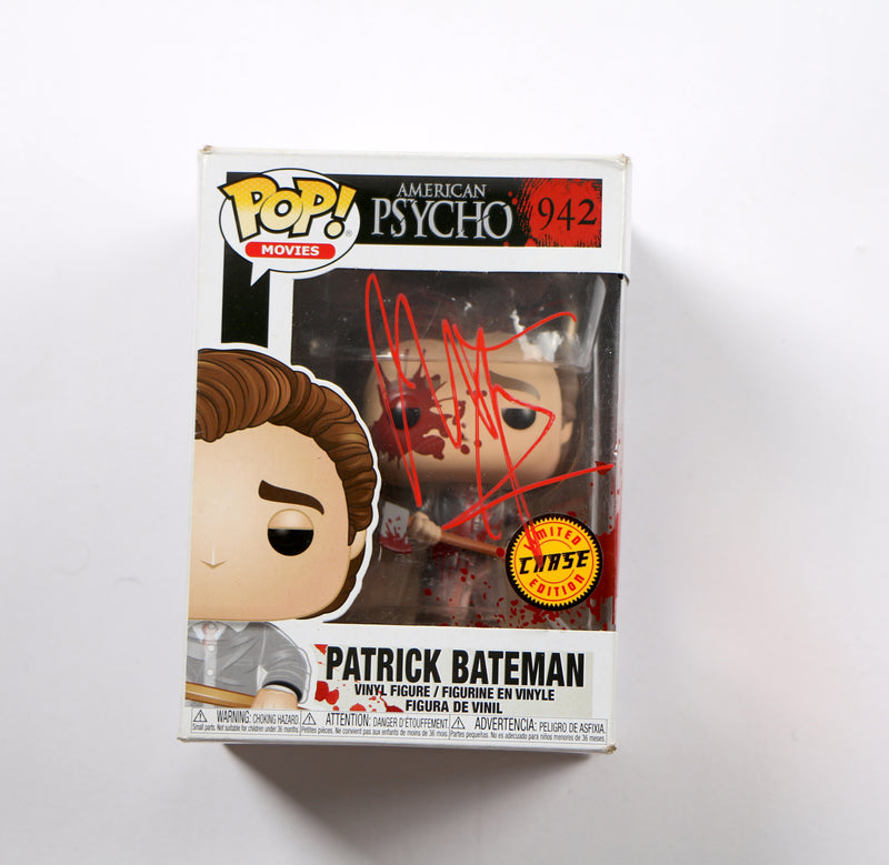 Christian Bale Signed Funko Pop 942 Patrick Bateman American Psycho Chase Damage Beckett
