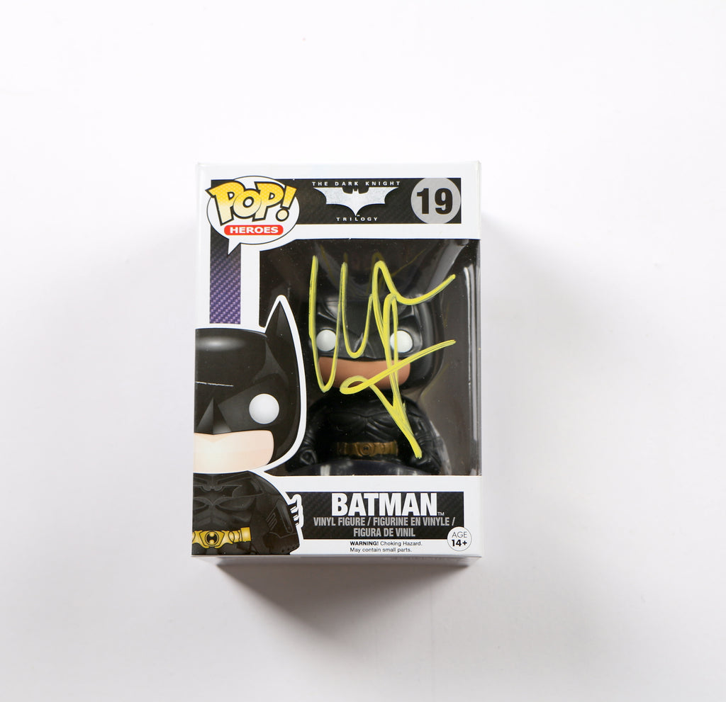 Christian Bale Signed Funko Pop 19 Batman The Dark Knight Trilogy Beckett