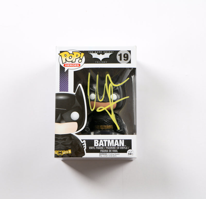 Christian Bale Signed Funko Pop 19 Batman The Dark Knight Trilogy Beckett