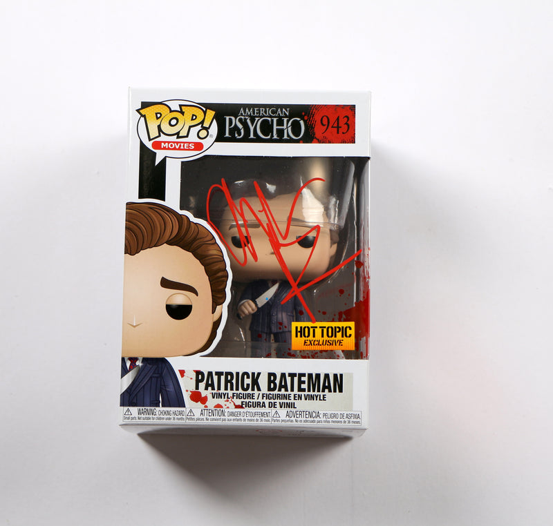 Christian Bale Signed Funko Pop 942 Patrick Bateman American Psycho Excl Beckett