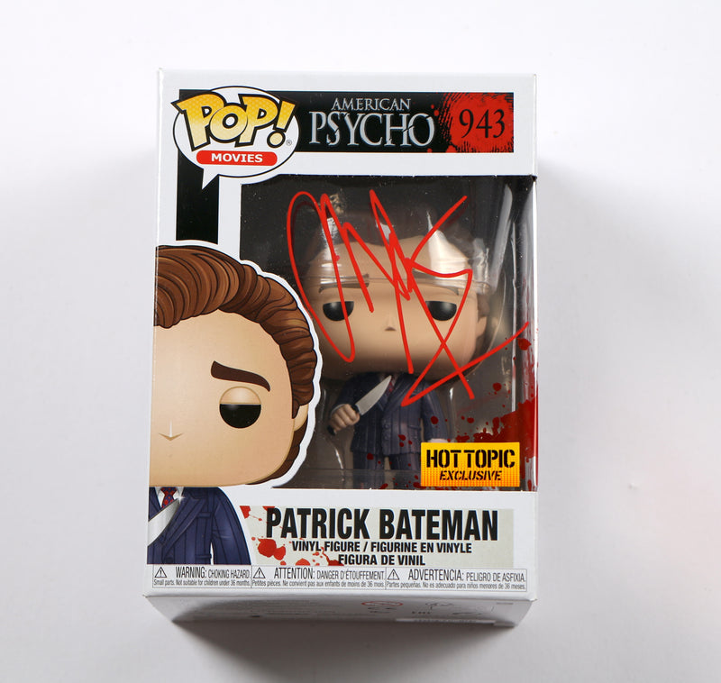 Christian Bale Signed Funko Pop 942 Patrick Bateman American Psycho Excl Beckett