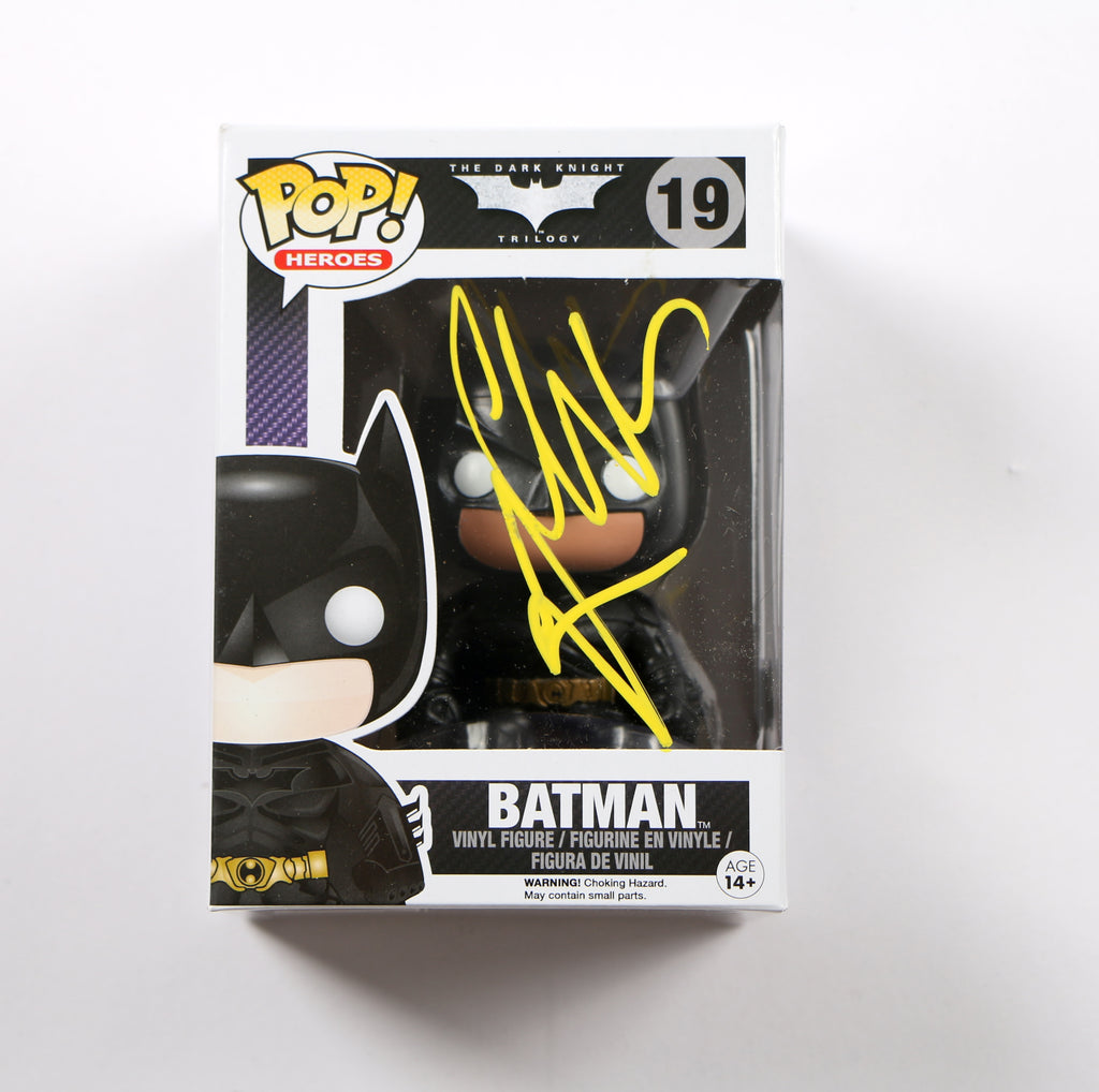 Christian Bale Signed Funko Pop 19 Batman The Dark Knight Trilogy Beckett