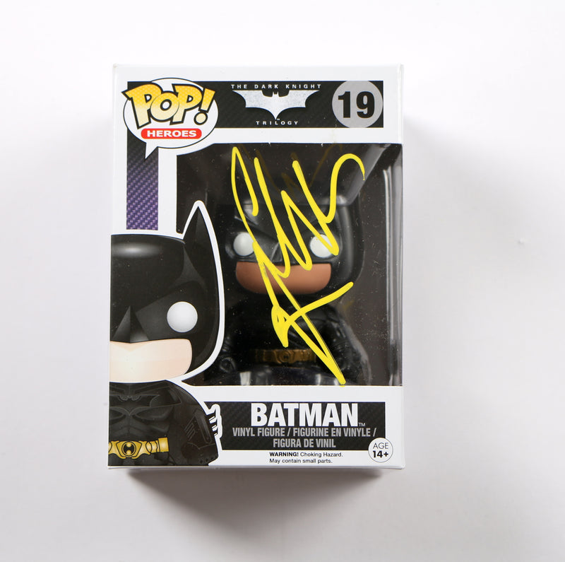 Christian Bale Signed Funko Pop 19 Batman The Dark Knight Trilogy Beckett