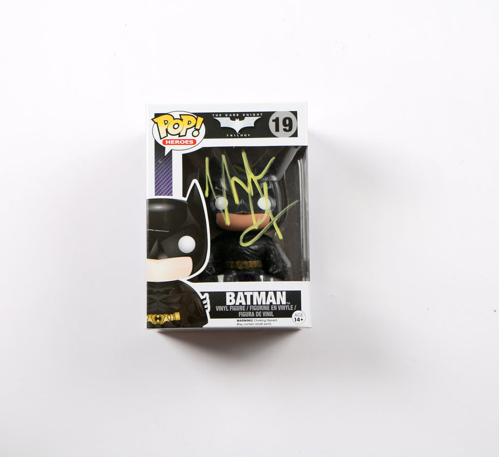 Christian Bale Signed Funko Pop 19 Batman The Dark Knight Trilogy Beckett