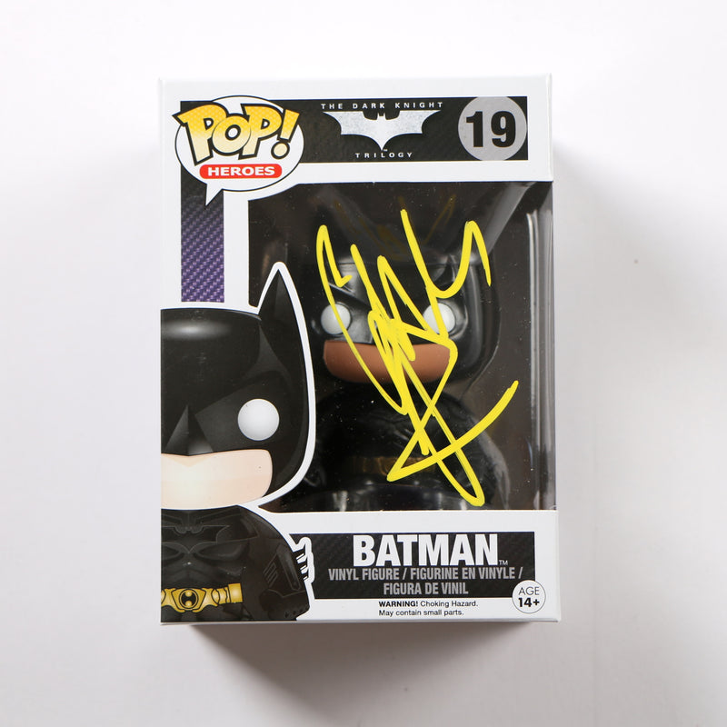 Christian Bale Signed Funko Pop 19 Batman The Dark Knight Trilogy Beckett