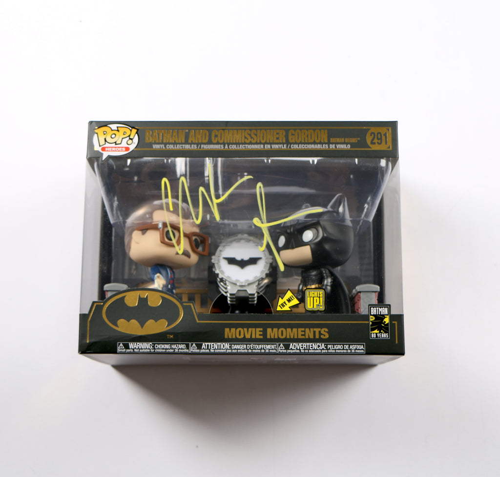 Christian Bale Signed Funko Pop 291 Batman and Commissioner Gordon Begins Beckett