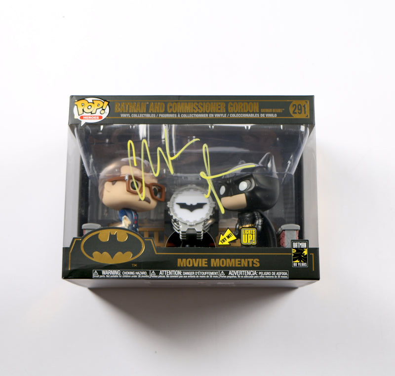 Christian Bale Signed Funko Pop 291 Batman and Commissioner Gordon Begins Beckett