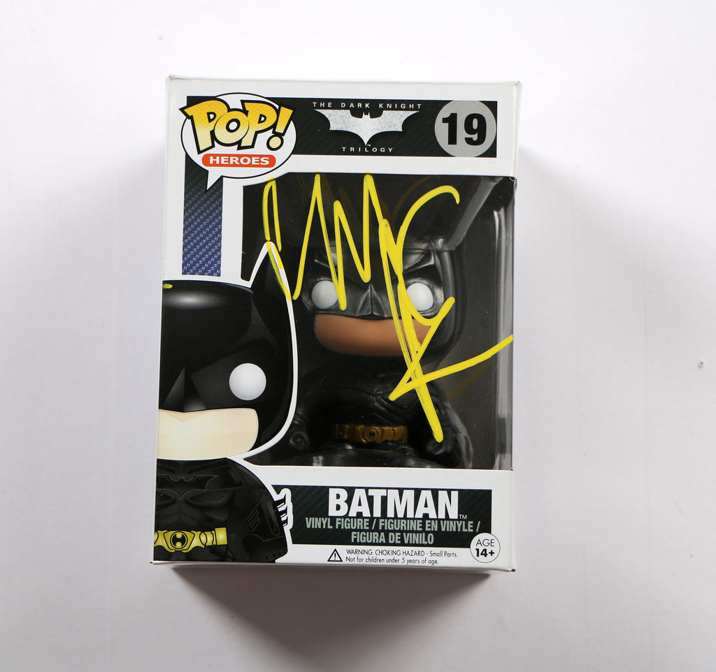 Christian Bale Signed Funko Pop 19 Batman The Dark Knight Trilogy Beckett