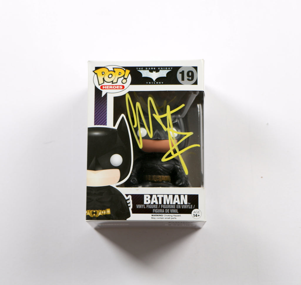 Christian Bale Signed Funko Pop 19 Batman The Dark Knight Trilogy Beckett