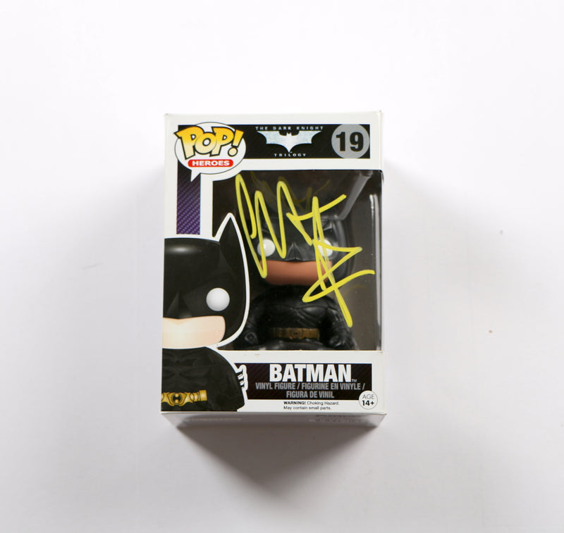 Christian Bale Signed Funko Pop 19 Batman The Dark Knight Trilogy Beckett