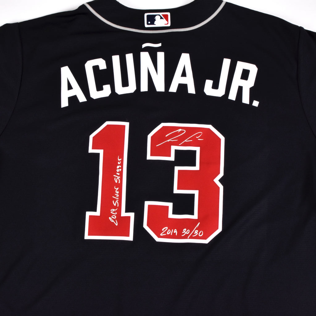 Ronald Acuña Jr. Signed Atlanta Braves Jersey Multiple Inscriptions - Navy