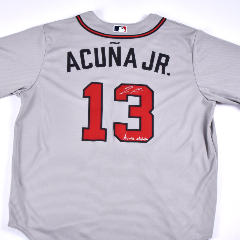 Ronald Acuña Jr. Signed Atlanta Braves Jersey Inscribed - Grey