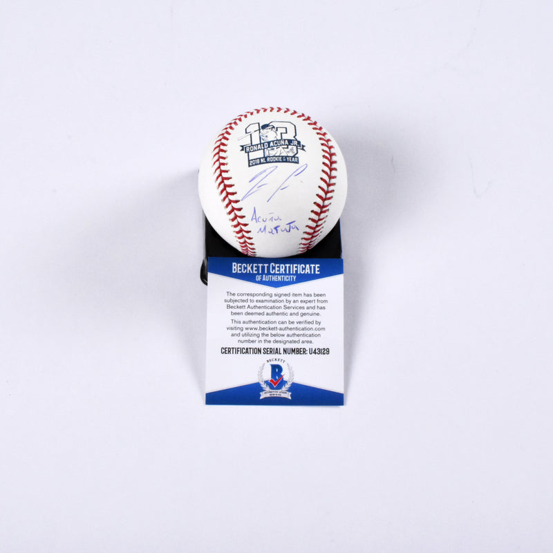 Ronald Acuna Signed 2018 ROY Baseball Atlanta Braves "Acuña Matata" Inscribed