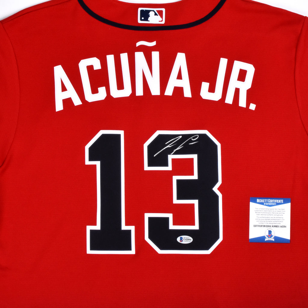 Ronald Acuna Jr Signed Atlanta Braves Jersey (USA SM) 2018 N.L. Rookie –