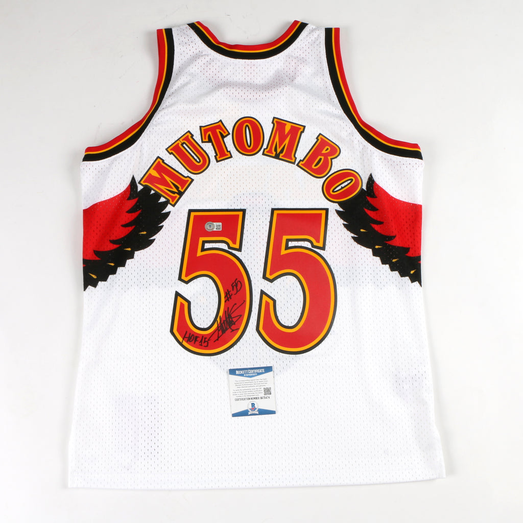 Dikembe Mutombo Atlanta Hawks Signed Autographed Throwback Jersey –