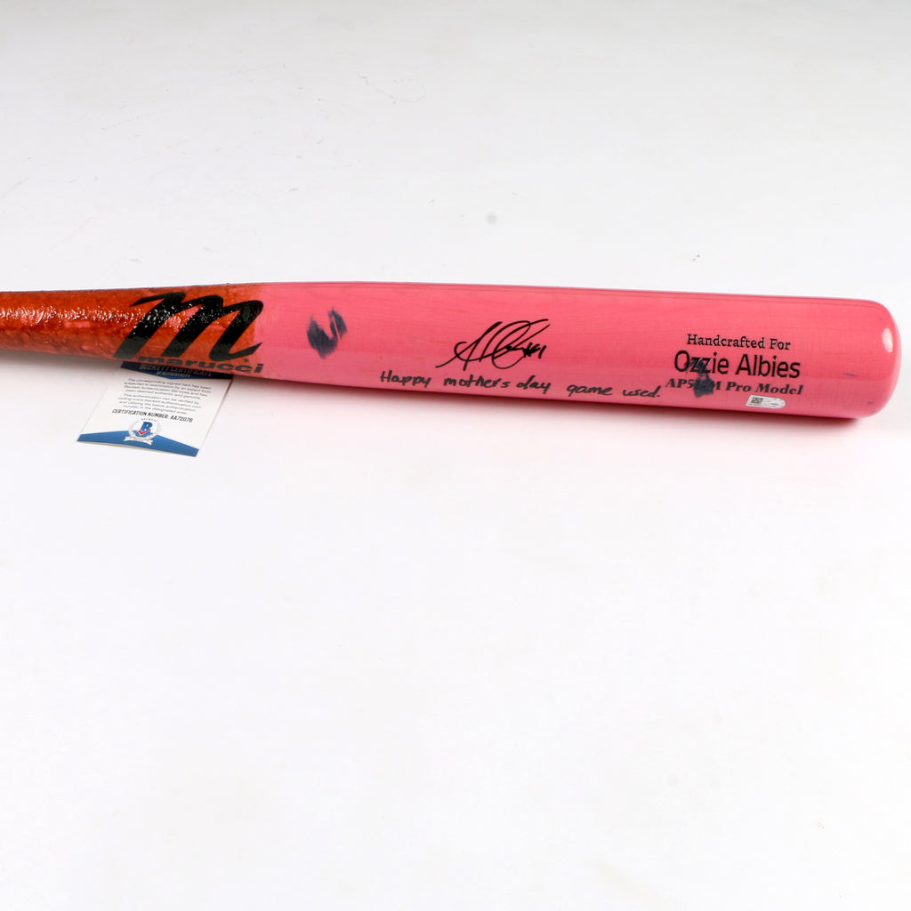 Ozzie Albies Signed Bat Mothers Day Game Used MLB