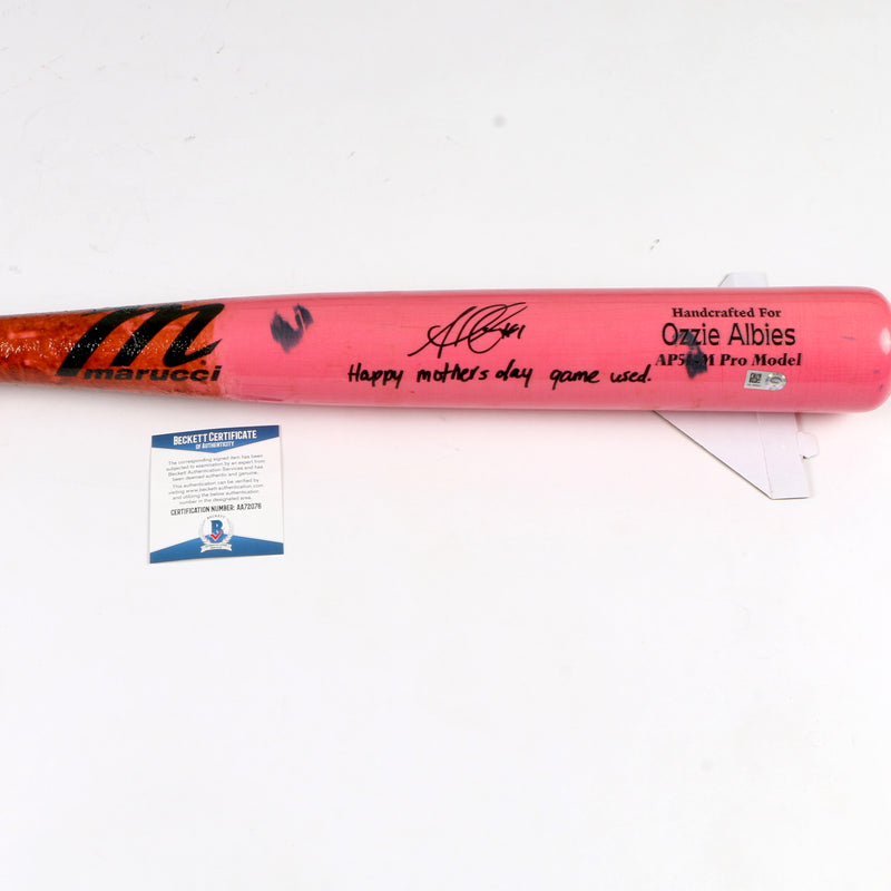 Ozzie Albies Signed Bat Game Used Atlanta Braves MLB Beckett