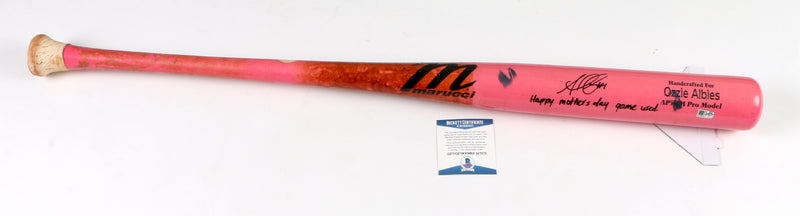 Ozzie Albies Signed Bat Mothers Day Game Used MLB