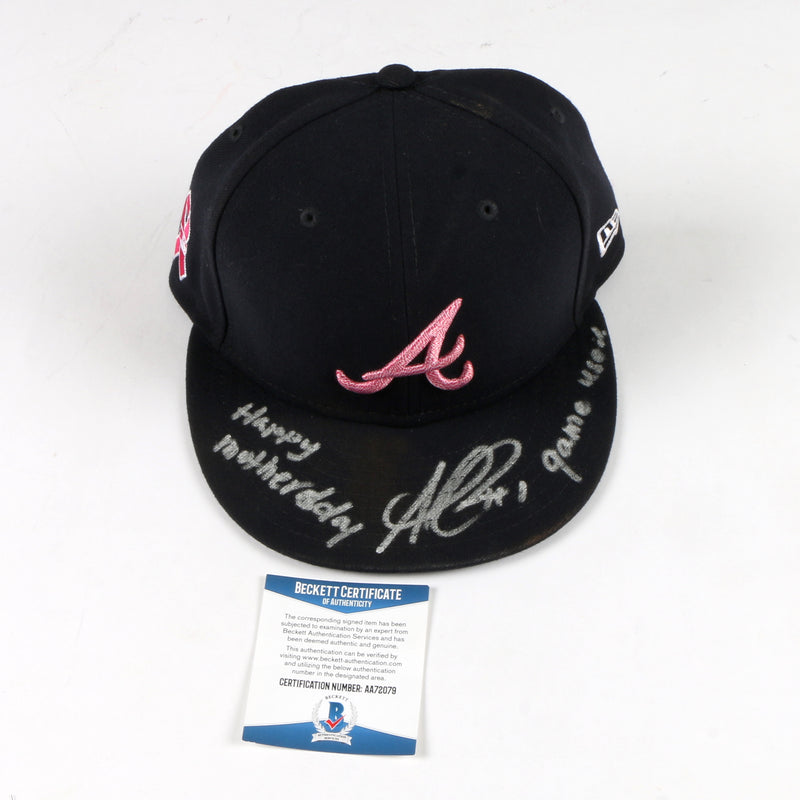 Ozzie Albies Signed Hat Mothers Day Game Used MLB