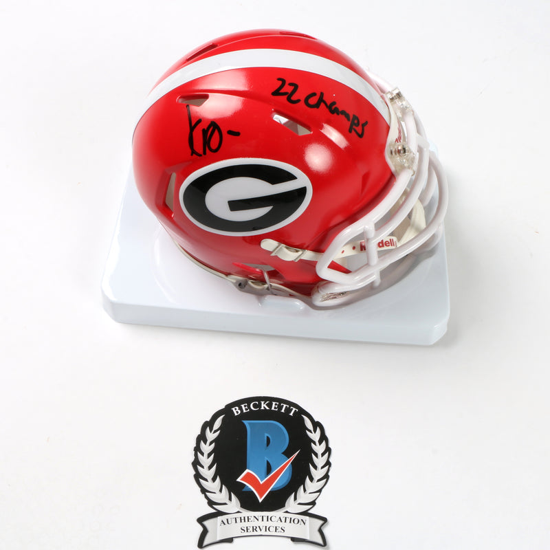 Kelee Ringo Signed Mini Helmet Georgia Bulldogs (22 Champs)
