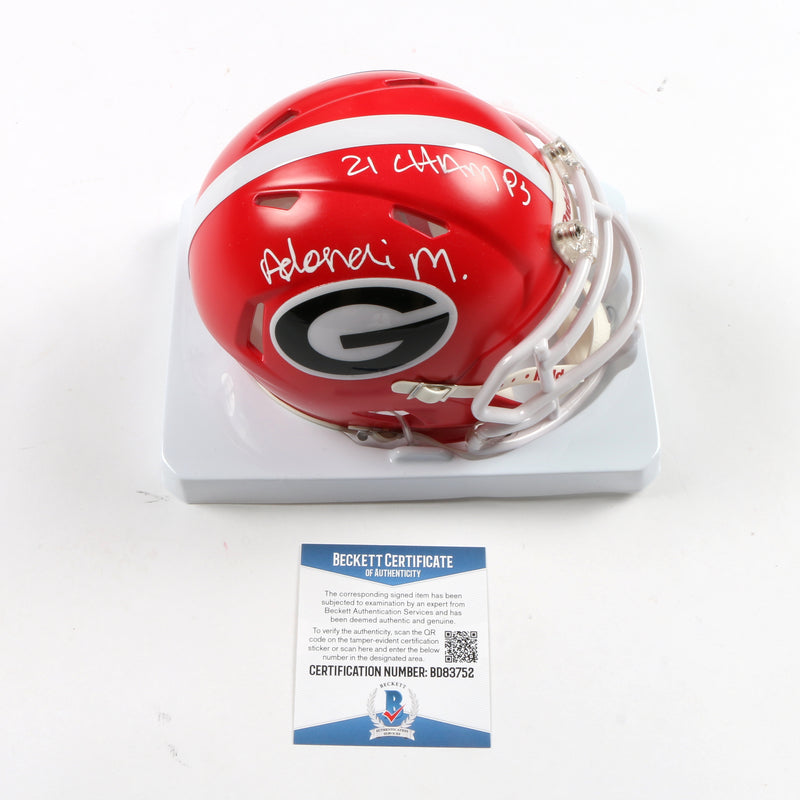 Adonai Mitchell Signed Mini Helmet Georgia Bulldogs (21 Champs)