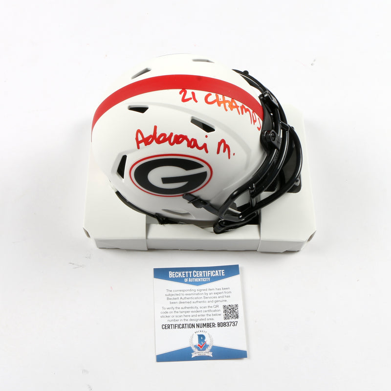 Adonai Mitchell Signed Lunar Eclipse Mini Helmet Georgia Bulldogs (21 Champs)