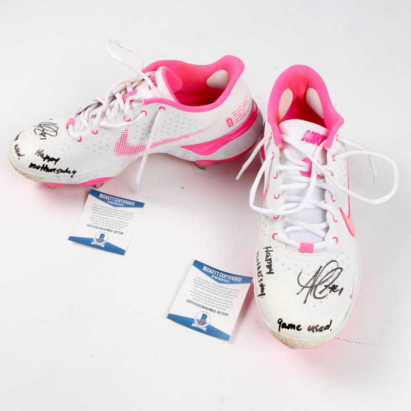 Ozzie Albies Signed Cleats Mothers Day Game Used MLB