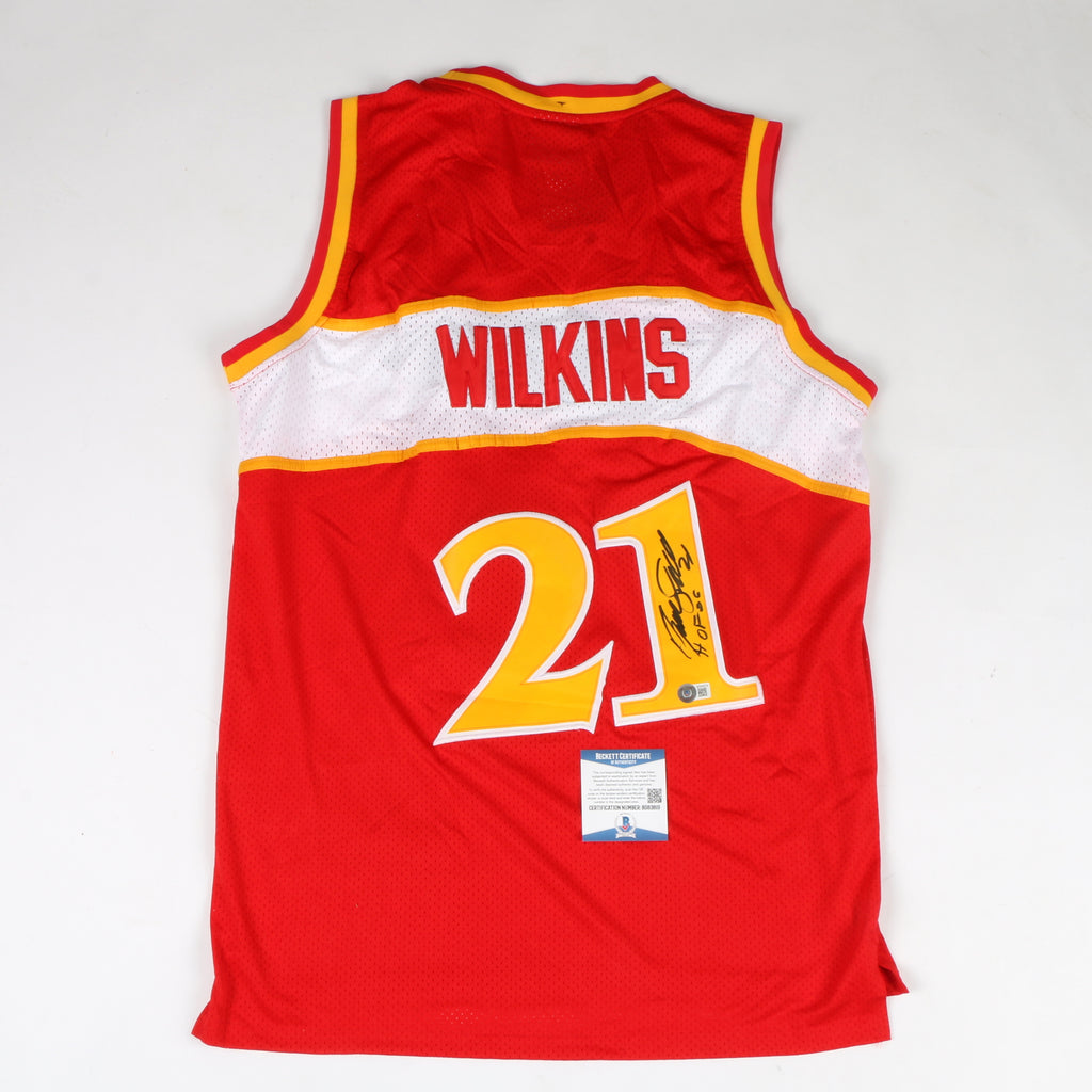 Atlanta Hawks Dominique Wilkins Autographed Red Jersey Beckett BAS Witness  Stock #207966