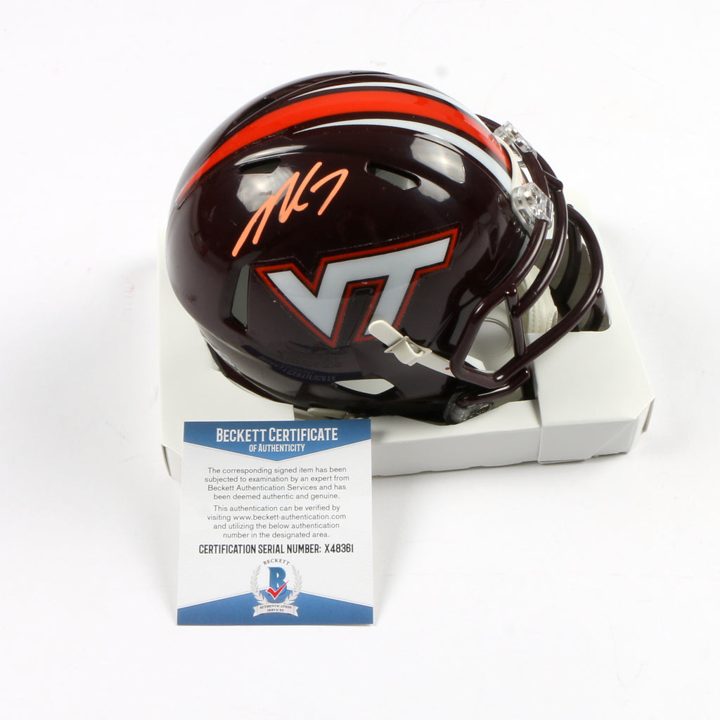 Michael Vick Signed Mini Helmet Speed Virginia Tech Hookies