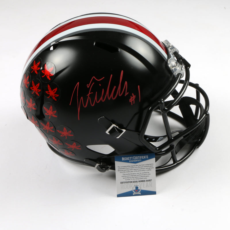 authentic ohio state football helmet Justin Fields Signed Full Size Helmet Replica Ohio State Buckeyes – More Than Sports