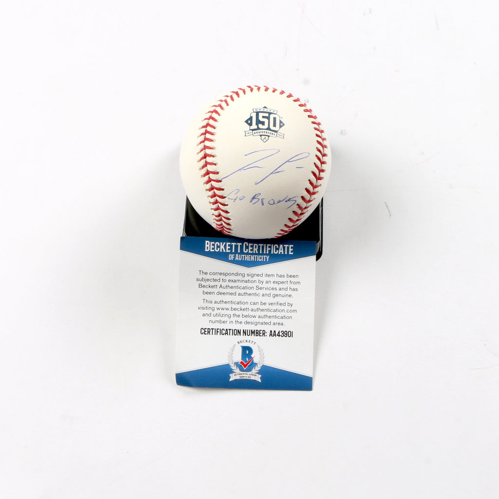 Ronald Acuna Jr Signed 150th Anniversary Baseball Atlanta Braves Inscribed Go Braves