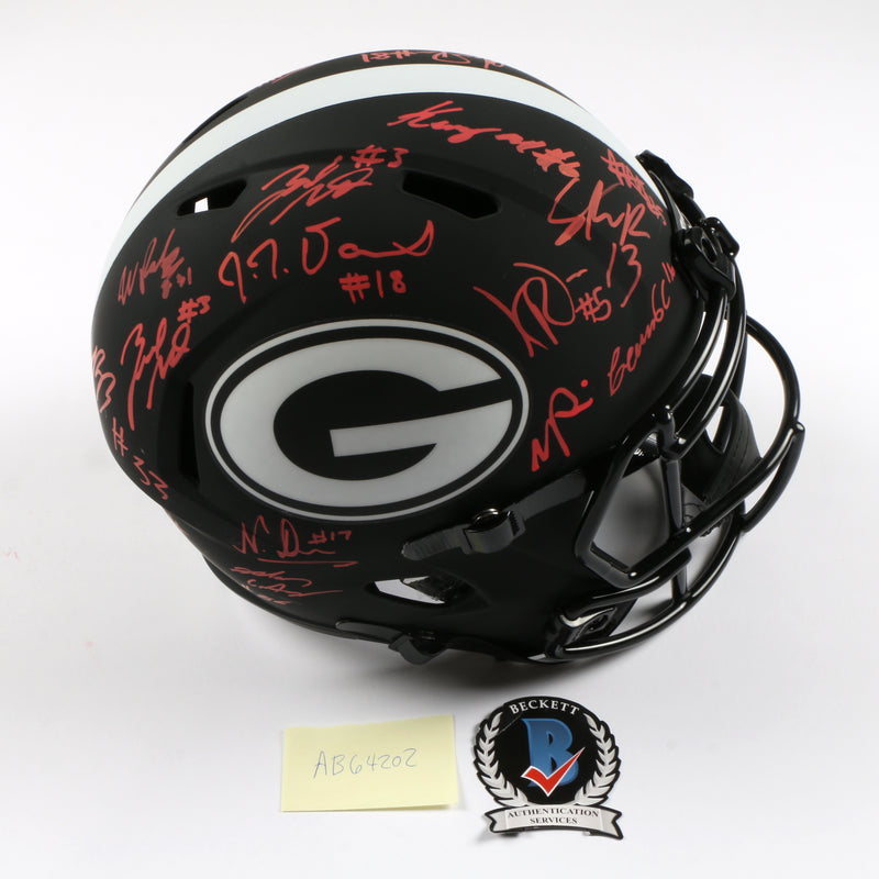 2021 National Champs Helmet Team Signed Eclipse Speed Rep Georgia Bulldogs BAS AB64202