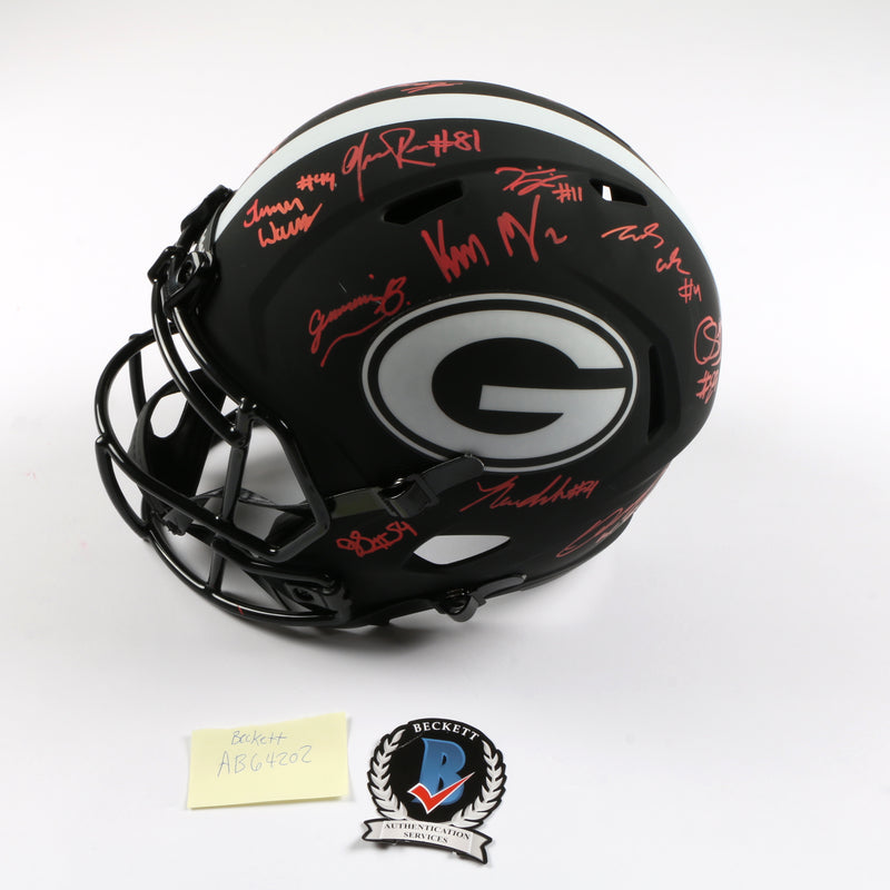 2021 National Champs Helmet Team Signed Eclipse Speed Rep Georgia Bulldogs BAS AB64202