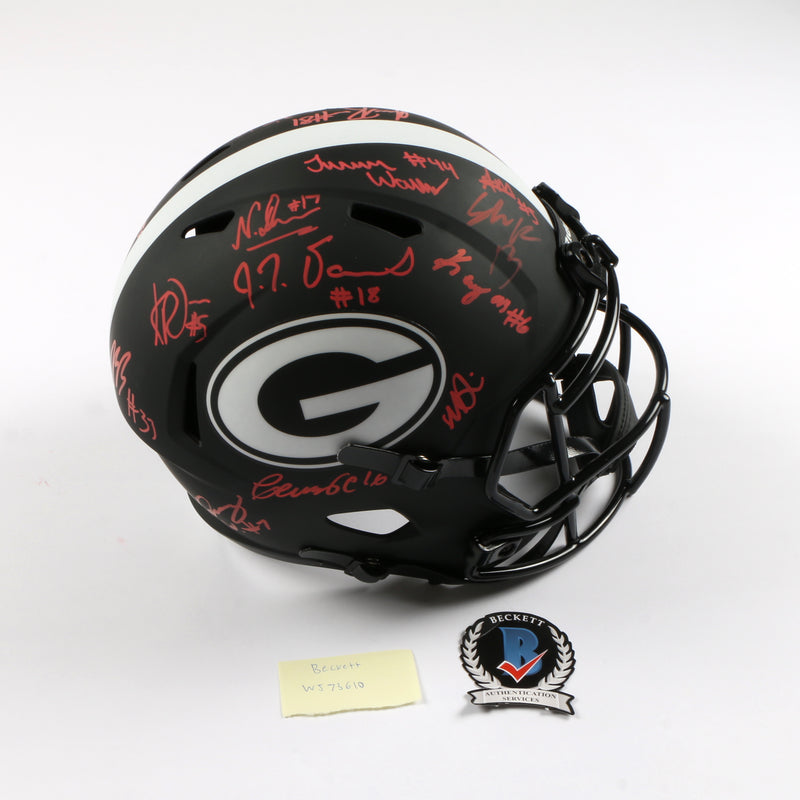 2021 National Champs Helmet Team Signed Eclipse Speed Rep Georgia Bulldogs BAS WJ73610