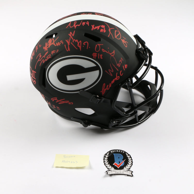 2021 National Champs Helmet Team Signed Eclipse Speed Rep Georgia Bulldogs BAS AB64223