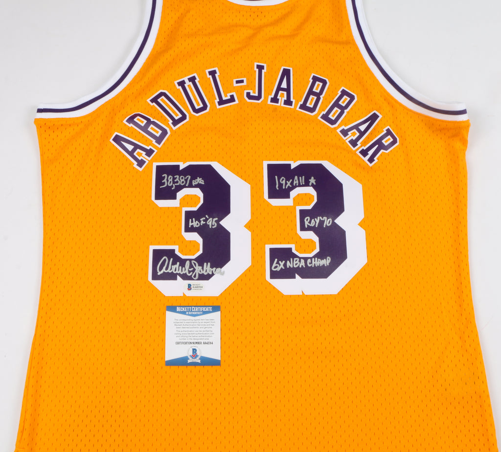 Kareem Abdul Jabbar Signed Los Angeles Lakers Jersey (Yellow)