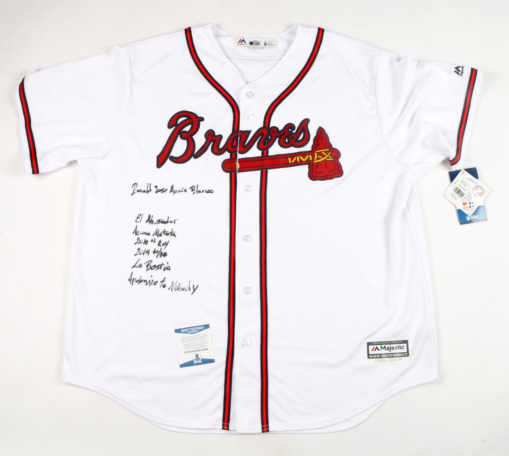 Ronald Acuna Jr. Signed Atlanta Braves Jersey Multiple Inscriptions - White