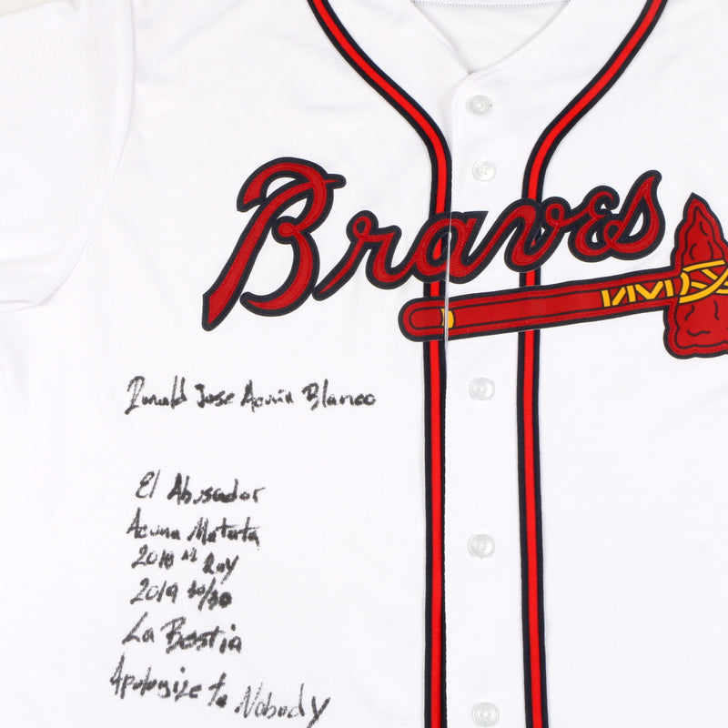 Ronald Acuna Jr. Signed Atlanta Braves Jersey Multiple Inscriptions - White