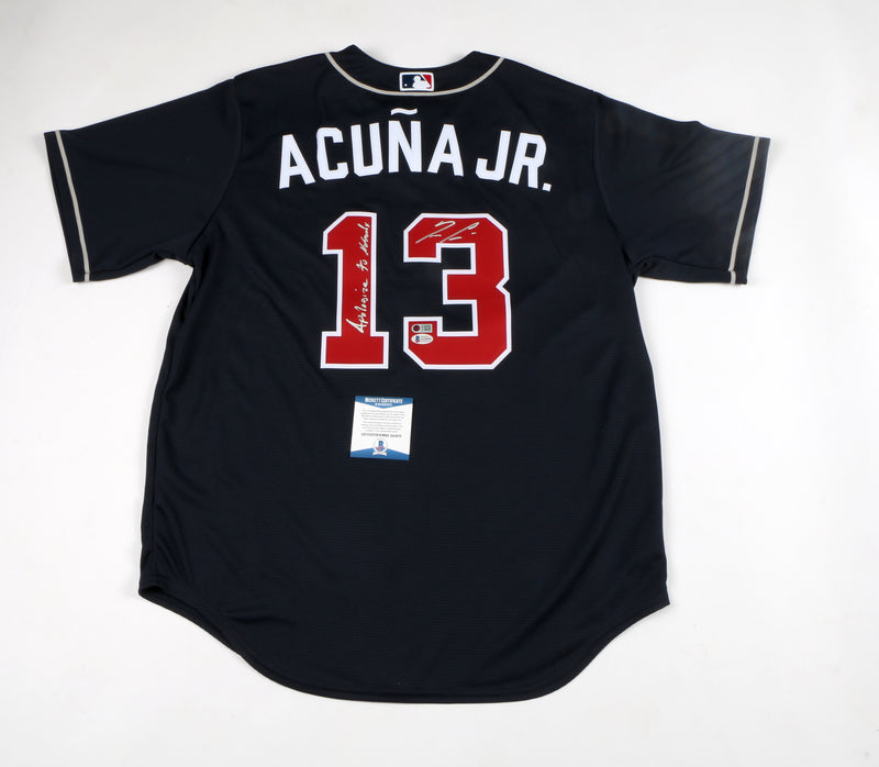 Ronald Acuna Jr Autographed Atlanta Braves Nike Gray Baseball