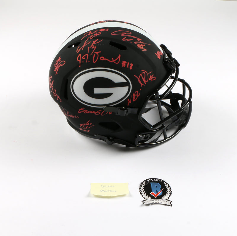 2021 National Champs Helmet Team Signed Eclipse Speed Rep Georgia Bulldogs BAS AB64222