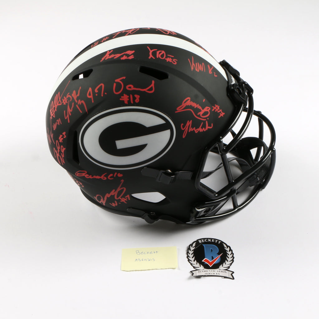 2021 National Champs Helmet Team Signed Eclipse Speed Rep Georgia Bulldogs BAS AB64215